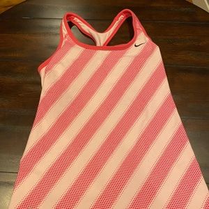 Nike Dri-Fit Pink and White Striped Tank-Top